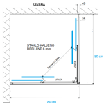 TUŠ KABINA SAVANA 80  BIJELO/PROZIRNO - Slika 3