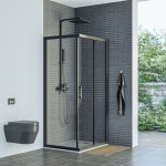 TUŠ KABINA SAVANA 90x120 W+D (STIJENA + VRATA) CRNA/PROZIRNO