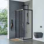 TUŠ KABINA SAVANA 90x120 W+D (STIJENA + VRATA) CRNA/PROZIRNO - Slika 2